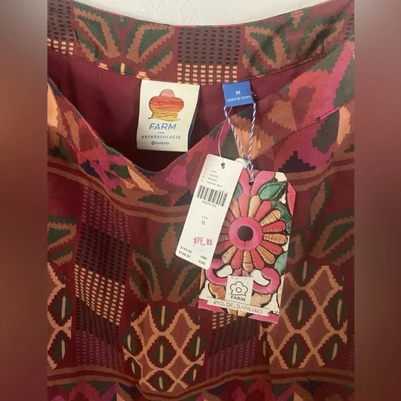 Anthropologie Farm Rio chiffon mini skirt Sz M Multicolor pineapple
